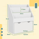 Libreria per Bambini 62.5x30x70 cm 3 Ripiani e Cassetto Inferiore Bianco  