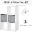 Mobile Libreria 2 Cassetti 6 Ripiani 89,8x30x89,8 cm  Bianco e Grigio