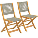 Set di 2 Sedie Pieghevoli da Giardino 47,5x56x88 cm in Rattan PE e Legno di Acacia Grigio      