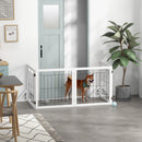 Cancellino per Cani Pieghevole 280x70 cm con 4 Pannelli in Legno e Acciaio Bianco      