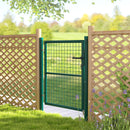 Cancello da Giardino in Acciaio 97x150 cm con Serratura 3 Chiavi Maniglia e 2 Pali in Acciaio Verde      