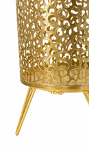 Porta Vasi Piny Coppia Ø16x20 cm - Ø13x20 cm in Ferro Oro      