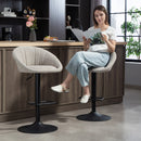 Set 2 Sgabelli da Bar 53,5x46x103 cm con Altezza Regolabile e Seduta Girevole in Tessuto Beige      