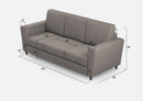 Divano 3 Posti 212x85x85 cm Yasel in Tessuto Grigio