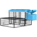 Pollaio Gabbia per Galline da Esterno 200x165,5x103 cm in Metallo Blu