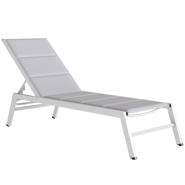 sconto Sdraio Imbottita 64x181x90 cm Schienale 6 Posizioni Capacità 120 Kg Telaio Alluminio Grigio Chiaro