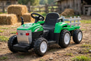 Trattore Elettrico per Bambini 12V con Rimorchio Verde