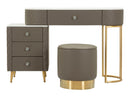 Toeletta Sharon Grigia con Puff 120x40x75 cm in Pino e MDF e Metallo e Plastica      