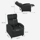 Poltrona Relax Reclinabile Manualmente 69x88x101 cm in Tessuto Effetto Lino Nero  