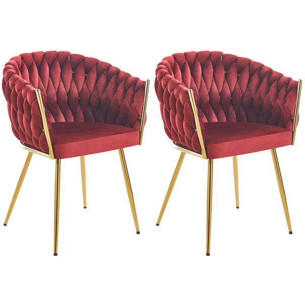 acquista Set 2 Sedie per Sala da Pranzo e Ufficio in Velluto Rosso Scuro Sedia Ergonomica
