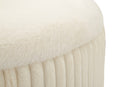 Puff Goteborg Big Ø83x56 cm in MDF e Spugna e Poliestere Bianco      