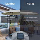 Ombrellone da Giardino Doppio 450 cm con 48 Luci LED e Manovella Grigio Chiaro      