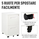 Cassettiera Schedario 2 Cassetti da Ufficio 39x48x67 cm in Acciaio Bianco