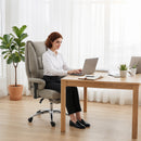 Sedia da Ufficio Ergonomica 78x70x118-126 cm Reclinabile con Poggiapiedi Schienale Alto in Finta Pelle Grigio Chiaro      