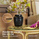 Tavolino da Giardino in Stile Boho Chic Ø50x44 cm in Rattan e Vetro Giallo   