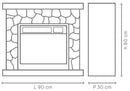 Camino Elettrico da Pavimento 90x30x80 cm Effetto Fiamma 1800W Vannini Sasso