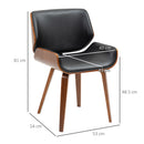 Set di 2 Sedie da Pranzo Stile Vintage Imbottite in Legno e Finta Pelle PU Nero e Marrone      