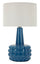 Lampada da Tavolo Gress Blu Ø30x51,5 cm in Ceramica e Ferro e Tessuto Blu e Bianco
