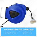 Avvolgicavo Elettrico Automatico da Parete 20m 3 Attacchi  Blu
