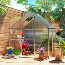 Serra da Giardino 192,5x131x200 cm con Porta a Battente e Finestra a Tetto in Policarbonato e Alluminio Argento      