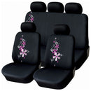 Set Coprisedili Anteriori e Posteriori Universali in Poliestere e Spugna Spring Flowers Grigi