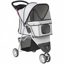 Passeggino per Cani 77x44x102 cm Pieghevole con Portabicchieri e Cestino Grigio      