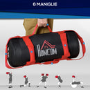 Sacca Bulgara 20 Kg Ø22x55 cm per Allenamento Fitness Nero e Rosso