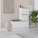 Scarpiera Salvaspazio 105x26x118,5 cm 3 Ante a Ribalta in Melamina Bianco      