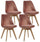 Set 4 Sedie 48,5x47x81,5 cm in Velluto Rosa