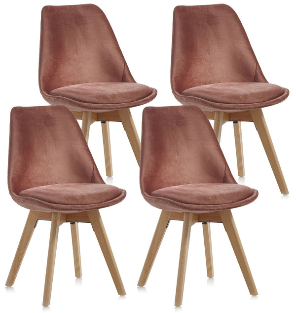 Set 4 Sedie 48,5x47x81,5 cm in Velluto Rosa acquista