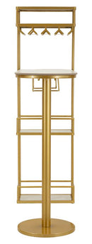 Bancone Bar Luxy 120x45x150 cm in Metallo e Marmo Artificiale Oro e Bianco      