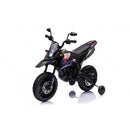 Moto Elettrica per Bambini Aprilia RX-125 Small 12V Cross Sedili In Pelle Luci Led Bluetooth Sospensioni a Molla Blu