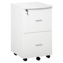 Cassettiera 2 Cassetti da Ufficio 43x45x72 cm con Ruote in MDF e Truciolato Bianco