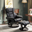 Poltrona Relax con Pouf Poggiapiedi e Funzione Massaggio Reclinabile a 145° e Girevole a 360° in Finta Pelle PU Nero      