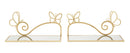 Comodino Mensola Butterfly Coppia 41,5x18x21 cm in Ferro e MDF e Specchio Oro      