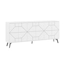 Madia con 6 Ante Credenza 184x35x77,4 cm Design Geometrico Moderno in Legno Rovere Bianco     