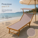 Lettino Prendisole 189x58x36 cm con Struttura in Alluminio Effetto Legno e Tessuto Tortora     
