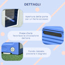 Cuccia per Cani Taglia Piccola da Esterno 60x42x40 cm con Ingresso e 2 Prese d'Aria Laterali in PE Blu e Bianco      