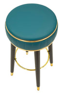 Sgabello Bar London Verde Ø38x75 cm in Pino e MDF e Spugna e Metallo e PU      