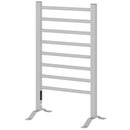 Scaldasalviette Elettrico da Terra o Parete 53x35x90 cm 150W con 8 Barre e Timer 2-4 Ore in Alluminio Argento      