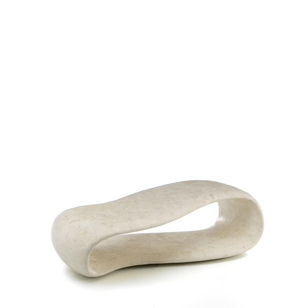 Tavolino da Soggiorno 123x60x34 cm in Pietra Fossile Scarf Beige sconto