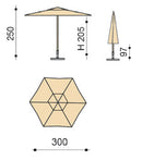Ombrellone da Giardino Ø3 m Palo Ø38 mm in Alluminio Effetto Legno Tessuto Olefin Trend Wood Grigio