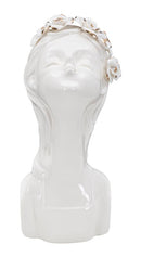 Vaso Young Lady Roses 10x14x26 cm in Porcellana Bianco e Oro      
