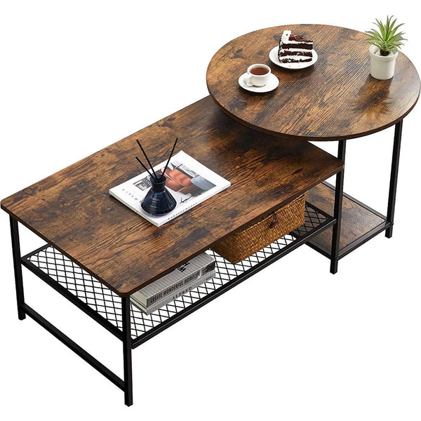 Tavolino 2 in 1 Divisibile Design Industrial 4 Ripiani Tavolo Divano Basso Caffè acquista