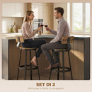 Set 2 Sgabelli da Bar Stile Rustico 37x47x96 cm con Poggiapiedi in Legno e Metallo Marrone      