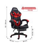 Sedia da Gaming Ergonomica 66x60x134 cm con Poggiapiedi in Similpelle Rosso