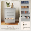 Cassettiera 4 Cassetti 60x36x88 cm con Rivestimento in Tessuto Effetto Lino in Acciaio Grigio      