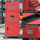 Carrello Porta Attrezzi 60,5x33,5x131 cm con Serratura 6 Cassetti 2 Armadi in Acciaio Rosso      