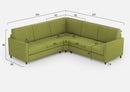 Divano Angolare 5 Posti 221x221x85 cm Karay in Tessuto Verde