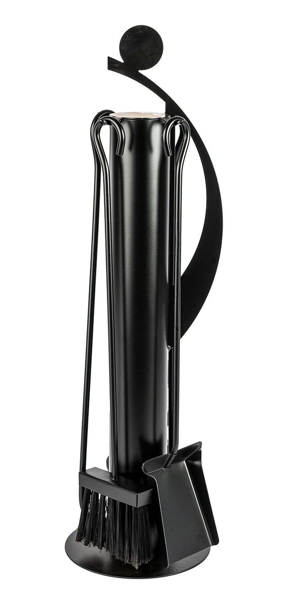 prezzo Trespolo per Attrezzi Camino Tubolare ed Elementi Decorativi con Paletta Scopino Attizzino e Pinza 18x18x63 cm in Ferro Verniciato